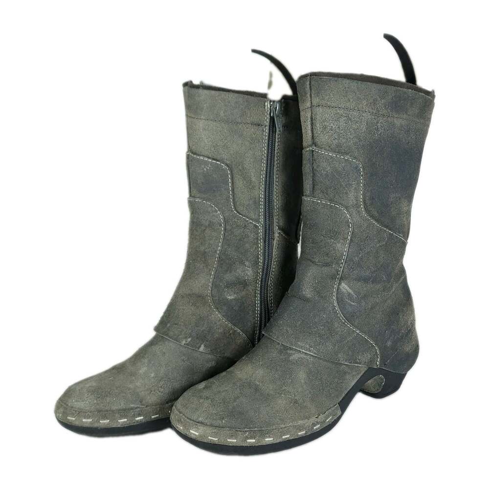 MERRELL Drizzle Women's US 8,5 Gray Suede Side Zip Mid Calf Clog Boots